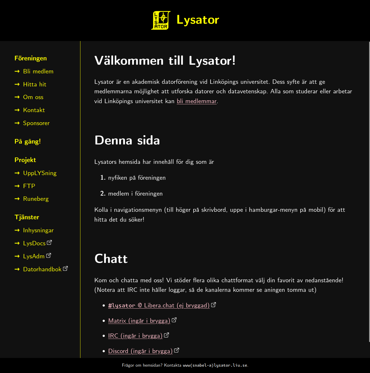 Lysators nya hemsida